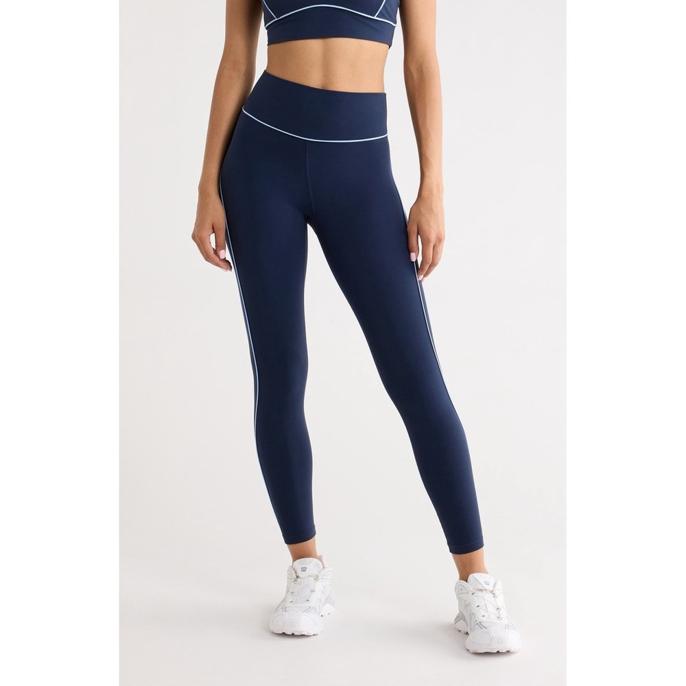 Zella Studio Luxe Leggings Womens M Navy Sapphire Piping NWT $79 Activewear